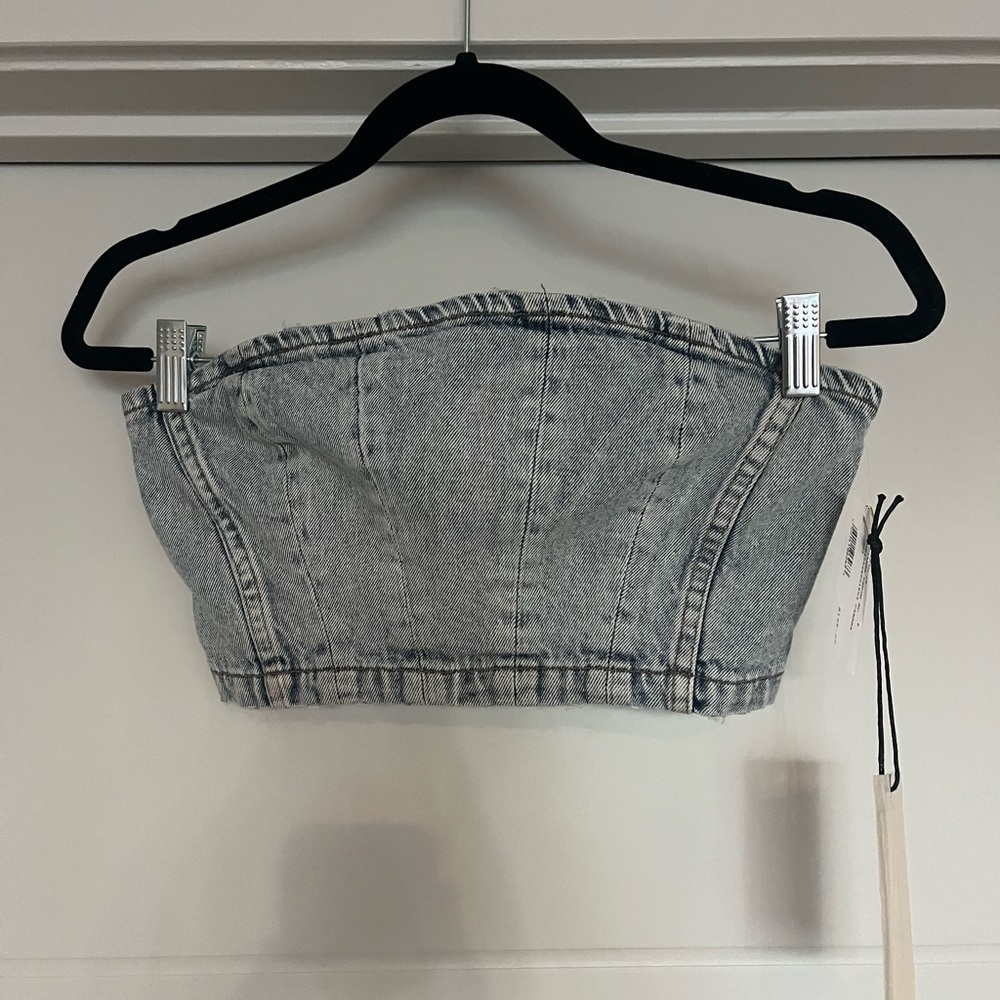 Ciarra Denim Bustier Top in Bel Air